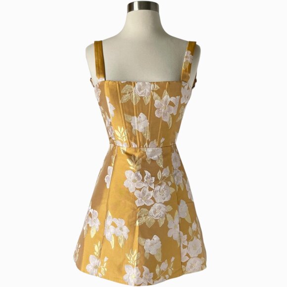 V. Chapman The Kimmy Dress Size 00 Gold Baroque Floral Corset Mini - Picture 11 of 11